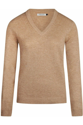 Steppin' Out Damestrui V-hals Lamswol Camel