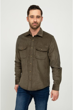 Suitable Overshirt Corduroy Donkergroen