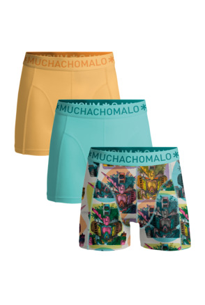 Heren 3-Pack Boxershorts Print/Effen Print/Blue/Yellow