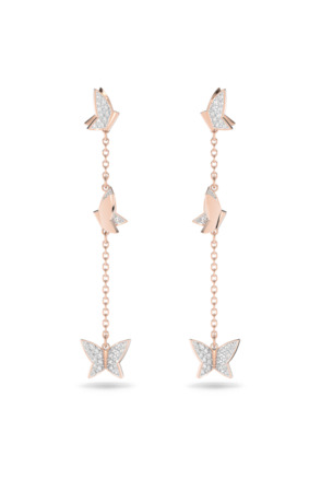 Idyllia Lilia Pierced Earrings Chain Earrings Rose Gold shiny Crystal