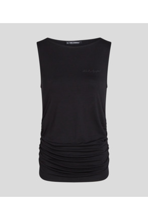 BOAT NECK RUCHED DETAIL TOP