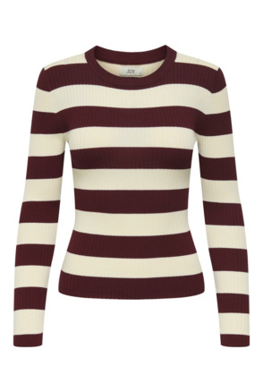 Rib Fit O-Neck Long Sleeves (L/S) Geribbelde viscose mix trui