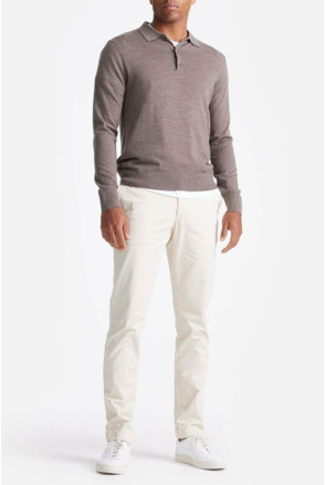 King Essentials The Robert Long Sleeve Poloshirt Merino Bruin
