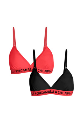 Meisjes 2-pack driehoek Effen Red/Black