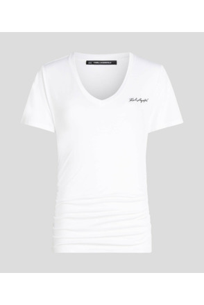 V-NECK RUCHED DETAIL T-SHIRT