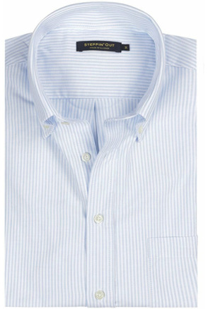 Steppin' Out Overhemd Oxford streep regular fit button-down Light Blue