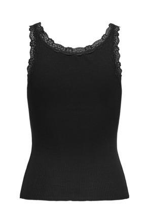 Regular Fit U-Neck Sleeveless (S/L) BASIC Mouwloze tanktop met U-hals en kanten detail