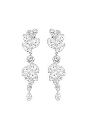 Diapason Pierced Earrings Medium OU Rhodium shiny Crystal