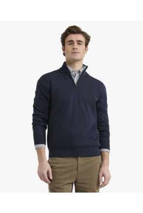 Zip Mock Sweater 100% Cotton Heren