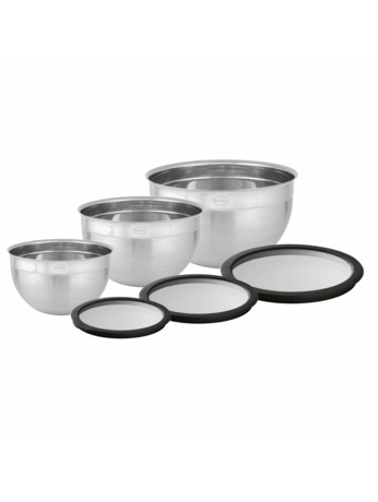 Bowl Set 6pcs With airtight li from glass Ø 8, 12, 16 cm