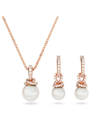 Originally Set Rose Gold shiny Crystal White Pearl White