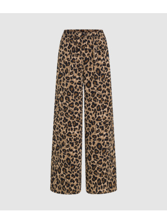 LEOPARD AOP WIDE LEG PANTS
