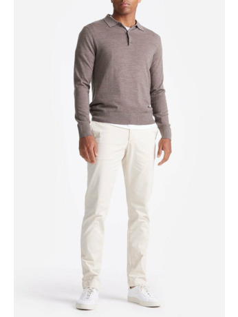King Essentials The Robert Long Sleeve Poloshirt Merino Bruin