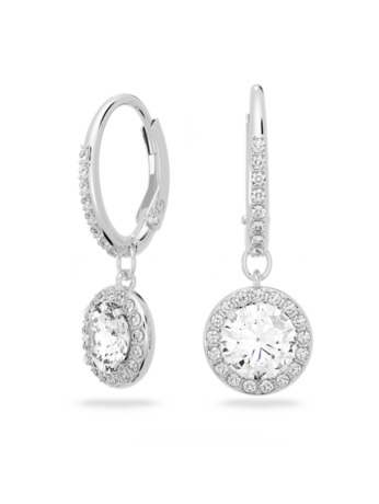 Una Angelic Pierced Earrings Drop Rhodium shiny White Crystal