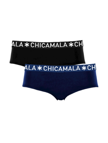 Meisjes 2-pack slipje Effen Black/Blue