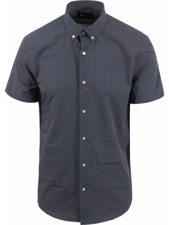 Suitable Short Sleeve Overhemd Print Navy