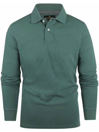 Steppin' Out Longsleeve Polo Piqué Klassiek Donkergroen