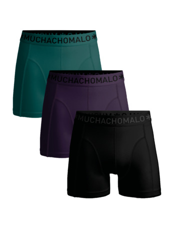 Heren 3-Pack Boxershorts Effen Black/Purple/Green