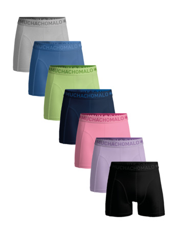 Heren 7-Pack Boxershorts Effen Black/Purple/Pink/Blue/Grey