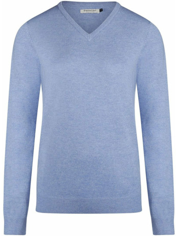 Steppin' Out Dames Pullover V-hals Merinowol Mid Blauw