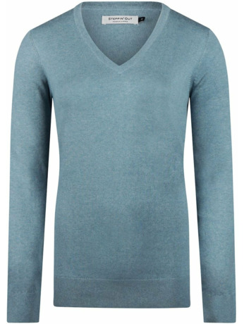 Steppin' Out Damestrui Cotton Cashmere V-hals Sage
