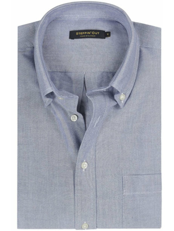 Steppin' Out Overhemd Oxford Melange Blauw