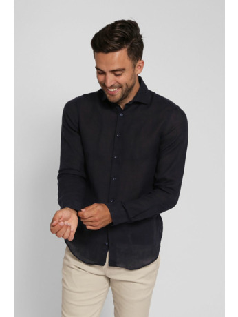 Suitable Overhemd Linnen Navy