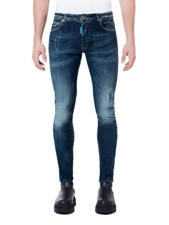 BLUE DISTRESSED BLUE SPOT MEN