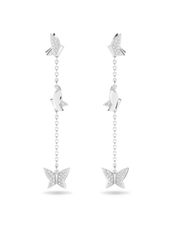 Idyllia Lilia Pierced Earrings Chain Earrings Rhodium shiny Crystal