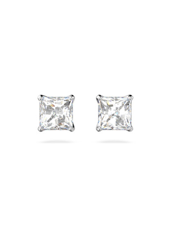 Stilla Square Attract Pierced Earrings Square Rhodium shiny White