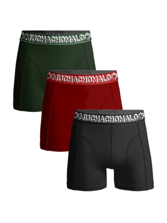 Heren 3-Pack shorts Effen Green/Red/Grey