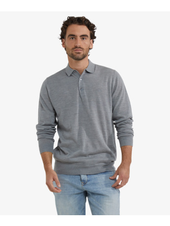 Fine Merino Polo Long Sleeve 100% Extra Fine Merinowol Heren
