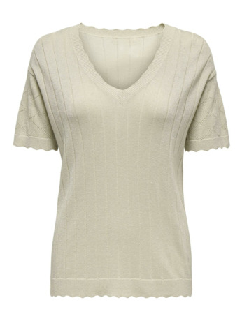 Regular Fit V-Neck Short Sleeves (S/S) Elegante gebreide top met V-hals en glitterdetail
