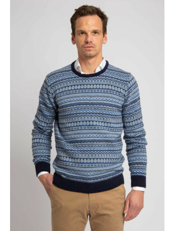 Suitable Prestige Fair Isle Pullover Blauw