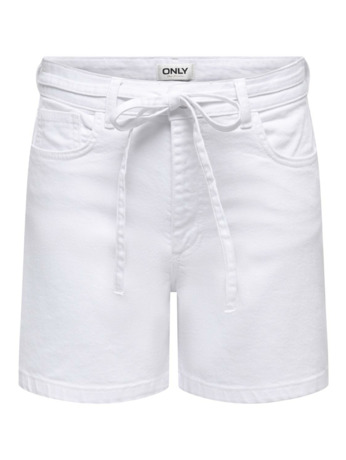 Regular Fit Denim short met middelhoge taille en riem inbegrepen