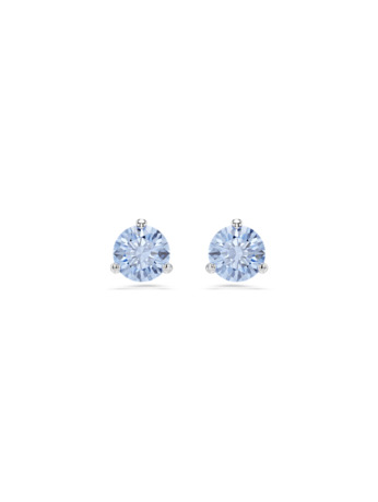 Solitaire Pierced Earrings Stud OU Rhodium shiny Fancy Light Blue