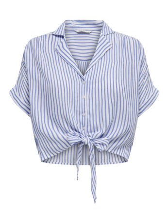 Regular Fit Shirt Collar Short Sleeves (S/S) Cropped vrouwelijk overhemd met knoopdetail