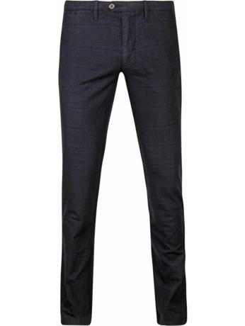 Suitable Chino Sartre Ruit Donkerblauw