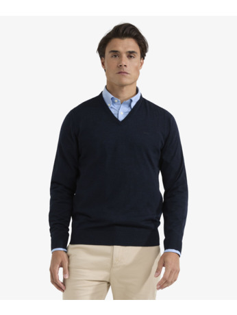 Fine Merino V-Neck Sweater 100% Merino Wool Heren
