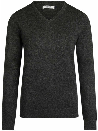 Steppin' Out Dames Pullover V-hals Merinowol Antraciet