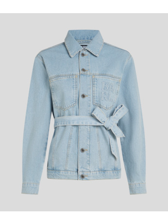 BLOCK LOGO BELTED DENIM JACKET