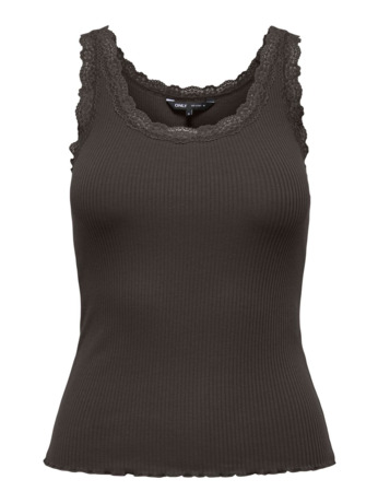 Regular Fit U-Neck Sleeveless (S/L) BASIC Mouwloze tanktop met U-hals en kanten detail