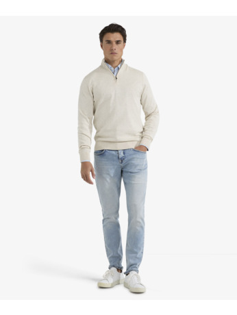 Zip Mock Sweater 100% Cotton Heren
