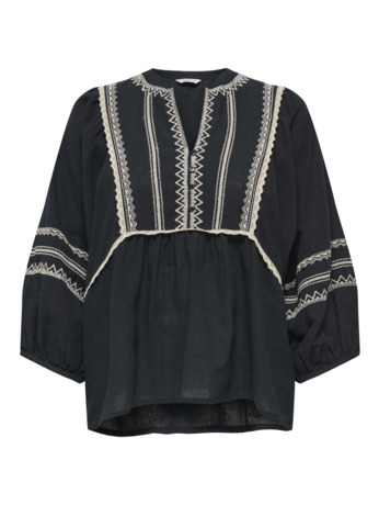 Regular Fit V-Neck 3/4 Sleeves (3/4) Top met V-hals en volumemouwen