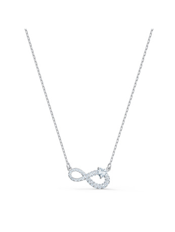 Hyperbola Infinity Necklace Rhodium shiny Crystal White