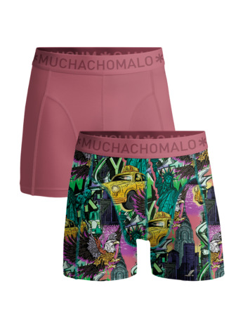 Heren 2-Pack Boxershorts Print/Effen Print/Pink