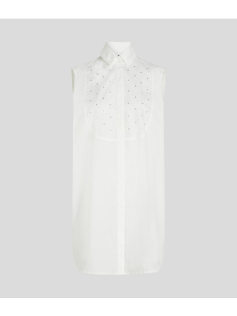 EMBELLISHED POPLIN BIB SHIRT