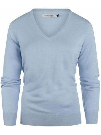Steppin' Out Trui Cashmere Dames V-hals Lichtblauw