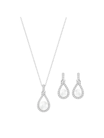 Enlace Set OU Rhodium shiny Crystal White Pearl Crystal