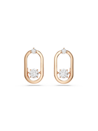 Una Sparkling Dc Pierced Earrings Stud Rose Gold shiny White